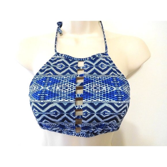 La Blanca Other - La Blanca Bikini Size 10 Top Indigo White Swimwear New High Neck  MenWomenStyles